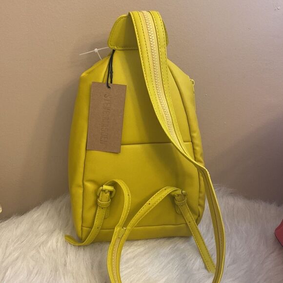 NWT Steve Madden Faux Leather (Bjaya) Backpack w/ AirPods pouch - Yellow - Picture 8 of 10